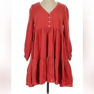 Madewell Colette Tiered Lightspun crinkle Gauze babydoll Dress Rose